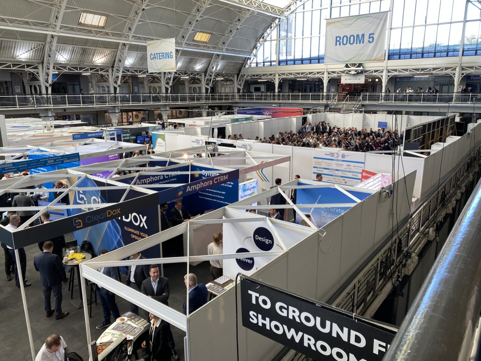The Amphora CTRM stand on the Energy Trading Week Europe show floor, London Business Design Centre